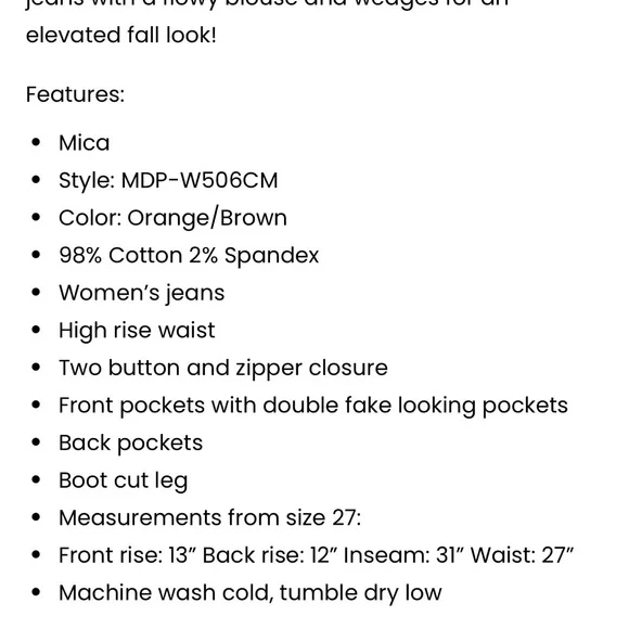 Women's Wide Leg Jeans in Rustic Orange Size 27 - Picture 9 of 9